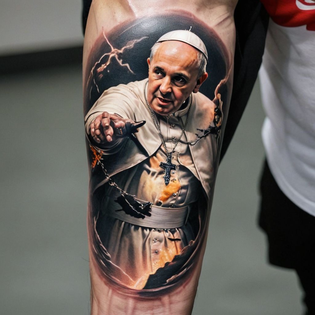 AI tattoo flash: realistic portrait motif as a photorealistic tattoo